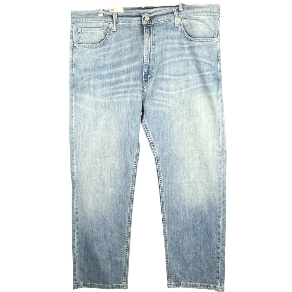 Levi's 505 Straight Fit Mens 40x30 Light Wash Blue Stretch Jeans